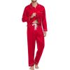 image:imageSWOMOG Family Matching Pajama Set 2Pcs Silk Satin Sleepwear Long Sleeve Button Down LoungewearRed