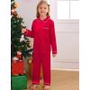 image:imageSWOMOG Family Matching Pajama Set 2Pcs Silk Satin Sleepwear Long Sleeve Button Down LoungewearRed