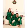 image:imageSWOMOG Family Matching Pajamas Set Button Down Sleepwear Long Sleeve Nightwear Christmas PJS Holiday PajamasGreen With Black Grid