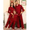 image:imageSWOMOG Family Matching Pajamas Set Button Down Sleepwear Long Sleeve Nightwear Christmas PJS Holiday PajamasRed With Black Grid