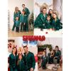 image:imageSWOMOG Family Matching Pajamas Set Satin Long Sleeve Button Down 2 PCS Pjs Pajama Top amp Pants Holiday Sleepwear SetDeep Green