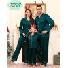 image:imageSWOMOG Family Matching Pajamas Set Satin Long Sleeve Button Down 2 PCS Pjs Pajama Top amp Pants Holiday Sleepwear SetDeep Green