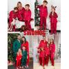 image:imageSWOMOG Family Matching Pajamas Set Satin Long Sleeve Button Down 2 PCS Pjs Pajama Top amp Pants Holiday Sleepwear SetRed