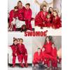 image:imageSWOMOG Family Matching Pajamas Set Satin Long Sleeve Button Down 2 PCS Pjs Pajama Top amp Pants Holiday Sleepwear SetRed