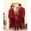 image:imageSWOMOG Family Matching Pajamas Set Satin Long Sleeve Button Down 2 PCS Pjs Pajama Top amp Pants Holiday Sleepwear SetRed With Black Grid