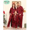 image:imageSWOMOG Family Matching Pajamas Set Satin Long Sleeve Button Down 2 PCS Pjs Pajama Top amp Pants Holiday Sleepwear SetRed With Black Grid