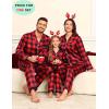 image:imageSWOMOG Family Matching Pajamas Set Satin Long Sleeve Button Down 2 PCS Pjs Pajama Top amp Pants Holiday Sleepwear SetRed With Black Grid