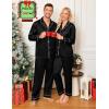 image:imageSWOMOG Family Matching Pajamas Set Silk Satin Button Down Sleepwear Long Sleeve Nightwear 2 Pcs Pj SetBlack