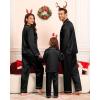 image:imageSWOMOG Family Matching Pajamas Set Silk Satin Button Down Sleepwear Long Sleeve Nightwear 2 Pcs Pj SetBlack