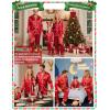 image:imageSWOMOG Family Matching Pajamas Set Silk Satin Button Down Sleepwear Long Sleeve Nightwear 2 Pcs Pj SetCherry Red