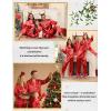 image:imageSWOMOG Family Matching Pajamas Set Silk Satin Button Down Sleepwear Long Sleeve Nightwear 2 Pcs Pj SetCherry Red