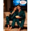 image:imageSWOMOG Family Matching Pajamas Set Silk Satin Button Down Sleepwear Long Sleeve Nightwear 2 Pcs Pj SetDeep Green