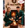 image:imageSWOMOG Family Matching Pajamas Set Silk Satin Button Down Sleepwear Long Sleeve Nightwear 2 Pcs Pj SetDeep Green
