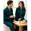 image:imageSWOMOG Family Matching Pajamas Set Silk Satin Button Down Sleepwear Long Sleeve Nightwear 2 Pcs Pj SetDeep Green