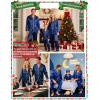 image:imageSWOMOG Family Matching Pajamas Set Silk Satin Button Down Sleepwear Long Sleeve Nightwear 2 Pcs Pj SetNavy Blue