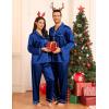 image:imageSWOMOG Family Matching Pajamas Set Silk Satin Button Down Sleepwear Long Sleeve Nightwear 2 Pcs Pj SetNavy Blue