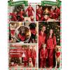 image:imageSWOMOG Family Matching Pajamas Set Silk Satin Button Down Sleepwear Long Sleeve Nightwear 2 Pcs Pj SetRed