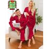 image:imageSWOMOG Family Matching Pajamas Set Silk Satin Button Down Sleepwear Long Sleeve Nightwear 2 Pcs Pj SetRed