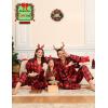 image:imageSWOMOG Family Matching Pajamas Set Silk Satin Button Down Sleepwear Long Sleeve Nightwear 2 Pcs Pj SetRed Black Grid
