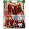 image:imageSWOMOG Family Matching Pajamas Set Silk Satin Button Down Sleepwear Long Sleeve Nightwear 2 Pcs Pj SetRed Black Grid