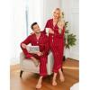 image:imageSWOMOG Family Matching Pajamas Set Silk Satin Button Down Sleepwear Long Sleeve Nightwear 2 Pcs Pj SetRed Striped