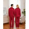 image:imageSWOMOG Family Matching Pajamas Set Silk Satin Button Down Sleepwear Long Sleeve Nightwear 2 Pcs Pj SetRed Striped