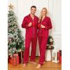 image:imageSWOMOG Family Matching Pajamas Set Silk Satin Button Down Sleepwear Long Sleeve Nightwear 2 Pcs Pj SetRed Striped