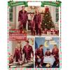 image:imageSWOMOG Family Matching Pajamas Set Silk Satin Button Down Sleepwear Long Sleeve Nightwear 2 Pcs Pj SetWine Red