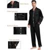 image:imageSWOMOG Family Matching Pajamas Set Silk Satin Button Down Sleepwear Long Sleeve Nightwear 2 Pcs Pj SetZ  Double Piping  Black