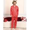 image:imageSWOMOG Family Matching Pajamas Set Silk Satin Button Down Sleepwear Long Sleeve Nightwear 2 Pcs Pj SetZ  Double Piping  Christmas Red