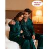 image:imageSWOMOG Family Matching Pajamas Set Silk Satin Button Down Sleepwear Long Sleeve Nightwear 2 Pcs Pj SetZ  Double Piping  Deep Green