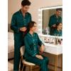 image:imageSWOMOG Family Matching Pajamas Set Silk Satin Button Down Sleepwear Long Sleeve Nightwear 2 Pcs Pj SetZ  Double Piping  Deep Green