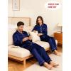 image:imageSWOMOG Family Matching Pajamas Set Silk Satin Button Down Sleepwear Long Sleeve Nightwear 2 Pcs Pj SetZ  Double Piping  Deep Navy Blue