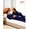 image:imageSWOMOG Family Matching Pajamas Set Silk Satin Button Down Sleepwear Long Sleeve Nightwear 2 Pcs Pj SetZ  Double Piping  Deep Navy Blue