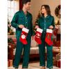 image:imageSWOMOG Family Matching Pajamas Set Silk Satin Button Down Sleepwear Long Sleeve Nightwear 2 Pcs Pj SetZ  Double Piping  Green