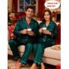 image:imageSWOMOG Family Matching Pajamas Set Silk Satin Button Down Sleepwear Long Sleeve Nightwear 2 Pcs Pj SetZ  Double Piping  Green