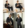 image:imageSWOMOG Family Matching Pajamas Silk Satin Long Sleeve Sleepwear Soft Button Down Loungewear 2 Pcs Pj SetBlack