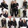 image:imageSWOMOG Family Matching Pajamas Silk Satin Long Sleeve Sleepwear Soft Button Down Loungewear 2 Pcs Pj SetBlack