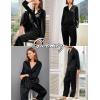 image:imageSWOMOG Family Matching Pajamas Silk Satin Long Sleeve Sleepwear Soft Button Down Loungewear 2 Pcs Pj SetBlack