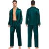 image:imageSWOMOG Family Matching Pajamas Silk Satin Long Sleeve Sleepwear Soft Button Down Loungewear 2 Pcs Pj SetDark Green
