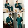 image:imageSWOMOG Family Matching Pajamas Silk Satin Long Sleeve Sleepwear Soft Button Down Loungewear 2 Pcs Pj SetDark Green