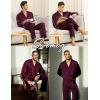 image:imageSWOMOG Family Matching Pajamas Silk Satin Long Sleeve Sleepwear Soft Button Down Loungewear 2 Pcs Pj SetDark Wine Red