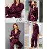 image:imageSWOMOG Family Matching Pajamas Silk Satin Long Sleeve Sleepwear Soft Button Down Loungewear 2 Pcs Pj SetDark Wine Red