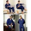 image:imageSWOMOG Family Matching Pajamas Silk Satin Long Sleeve Sleepwear Soft Button Down Loungewear 2 Pcs Pj SetNavy Blue