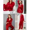 image:imageSWOMOG Family Matching Pajamas Silk Satin Long Sleeve Sleepwear Soft Button Down Loungewear 2 Pcs Pj SetRed