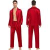 image:imageSWOMOG Family Matching Pajamas Silk Satin Long Sleeve Sleepwear Soft Button Down Loungewear 2 Pcs Pj SetRed
