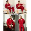 image:imageSWOMOG Family Matching Pajamas Silk Satin Long Sleeve Sleepwear Soft Button Down Loungewear 2 Pcs Pj SetRed