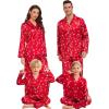 image:imageSWOMOG Family Matching Pajamas Silk Satin Long Sleeve Sleepwear Soft Button Down Loungewear 2 Pcs Pj SetRed Candy Cane