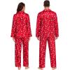image:imageSWOMOG Family Matching Pajamas Silk Satin Long Sleeve Sleepwear Soft Button Down Loungewear 2 Pcs Pj SetRed Candy Cane