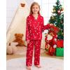image:imageSWOMOG Family Matching Pajamas Silk Satin Long Sleeve Sleepwear Soft Button Down Loungewear 2 Pcs Pj SetRed Candy Cane